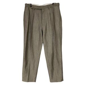 Gutteridge Zignone Brown Heather Straight Leg Pleated Pants Size 14 w/Pockets